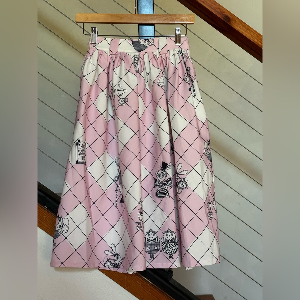 Wonderland Pink Check Skirt (Print Susan Joy Lu) Dapper Day